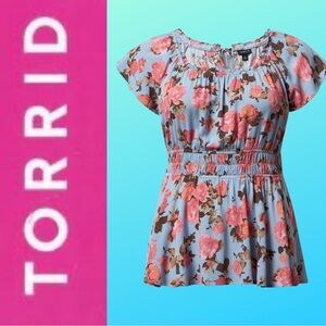 Torrid Babydoll Washable Gauze Short Sleeve Top